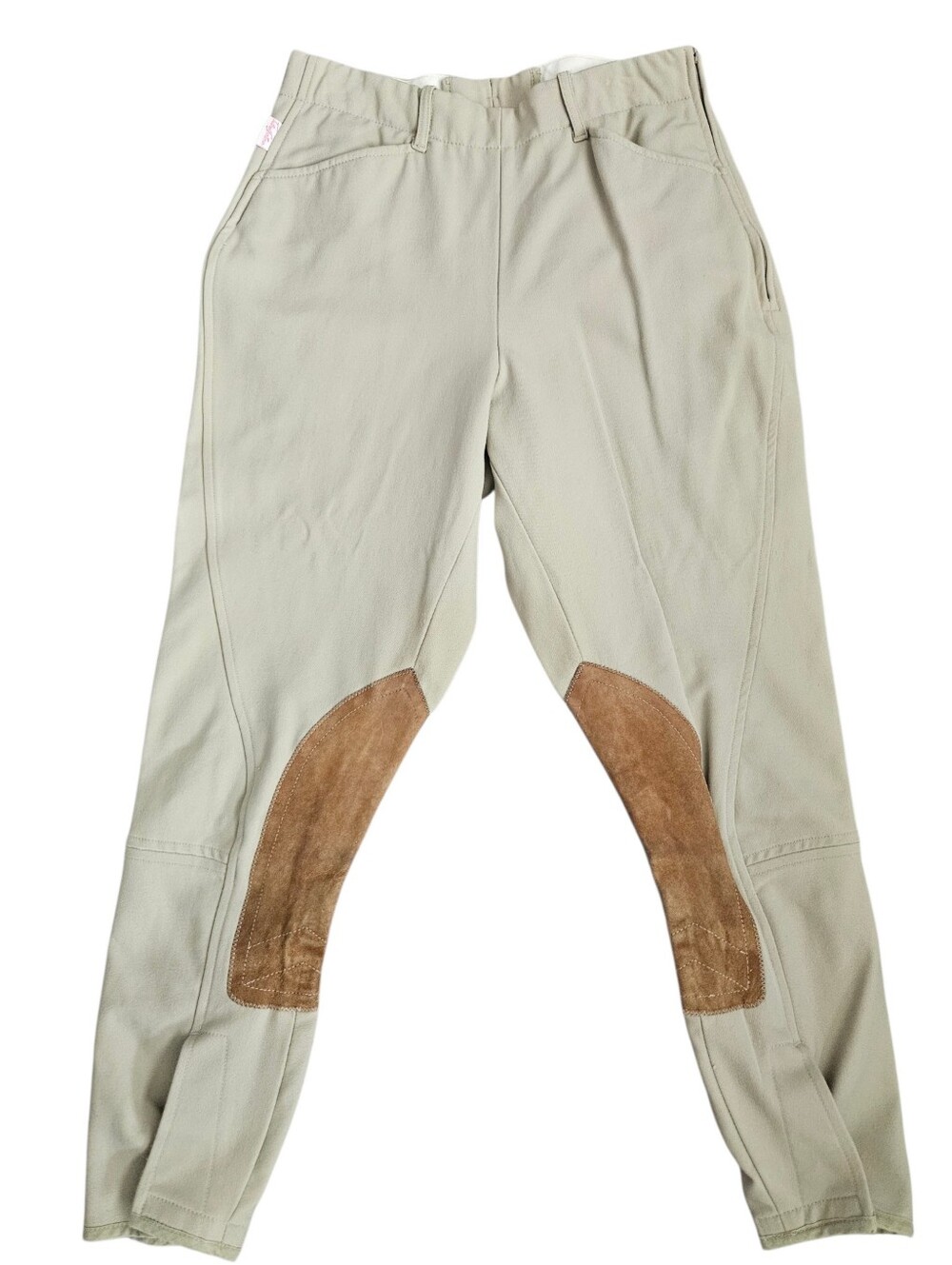 Tailored Sportsman Women’s Beige Riding Breeches Habits Suede Knee Patches Sz 28